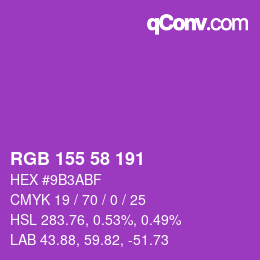 Color code: RGB 155 58 191 | qconv.com