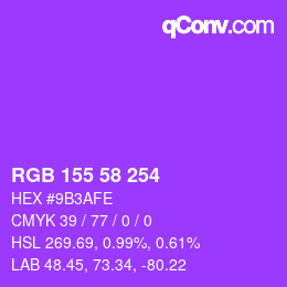 Color code: RGB 155 58 254 | qconv.com