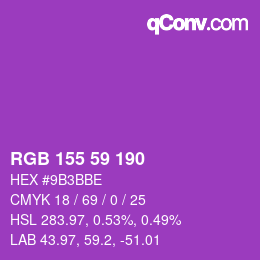 Color code: RGB 155 59 190 | qconv.com