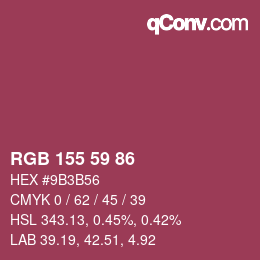Código de color: RGB 155 59 86 | qconv.com