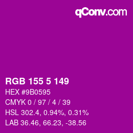 Color code: RGB 155 5 149 | qconv.com