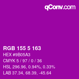 Color code: RGB 155 5 163 | qconv.com