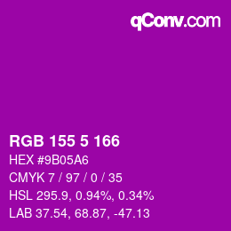 颜色代码: RGB 155 5 166 | qconv.com