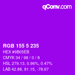 Color code: RGB 155 5 235 | qconv.com