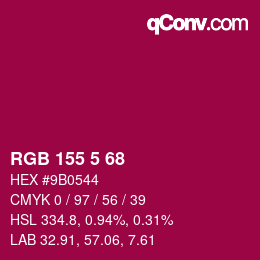 カラーコード: RGB 155 5 68 | qconv.com