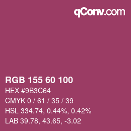 カラーコード: RGB 155 60 100 | qconv.com