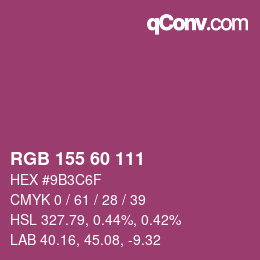 Color code: RGB 155 60 111 | qconv.com
