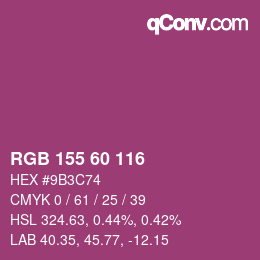 カラーコード: RGB 155 60 116 | qconv.com