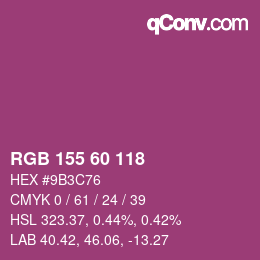カラーコード: RGB 155 60 118 | qconv.com