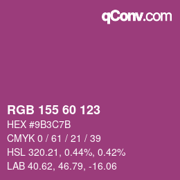 颜色代码: RGB 155 60 123 | qconv.com