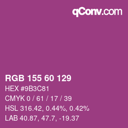 カラーコード: RGB 155 60 129 | qconv.com