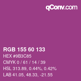 Color code: RGB 155 60 133 | qconv.com