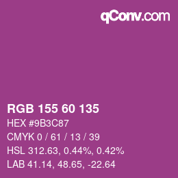 Color code: RGB 155 60 135 | qconv.com