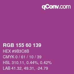 颜色代码: RGB 155 60 139 | qconv.com