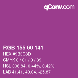 カラーコード: RGB 155 60 141 | qconv.com