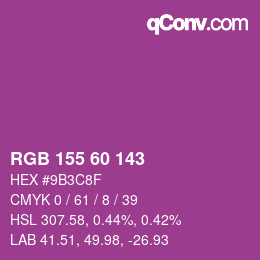Color code: RGB 155 60 143 | qconv.com