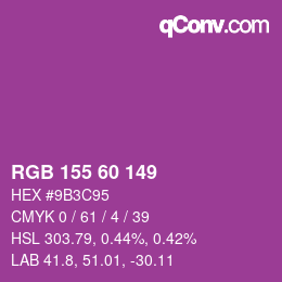 Color code: RGB 155 60 149 | qconv.com