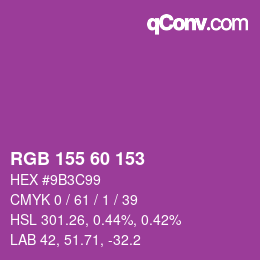 カラーコード: RGB 155 60 153 | qconv.com