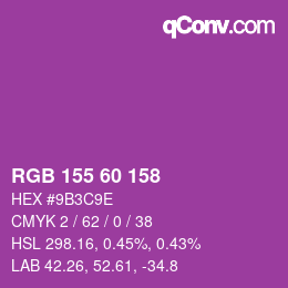 Color code: RGB 155 60 158 | qconv.com