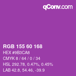 Farbcode: RGB 155 60 168 | qconv.com