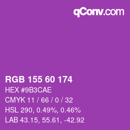 Color code: RGB 155 60 174 | qconv.com