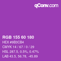 カラーコード: RGB 155 60 180 | qconv.com