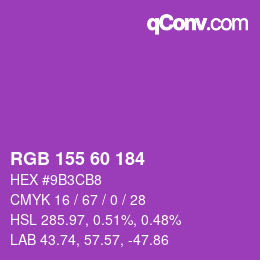 Color code: RGB 155 60 184 | qconv.com