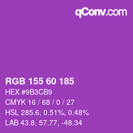 Color code: RGB 155 60 185 | qconv.com