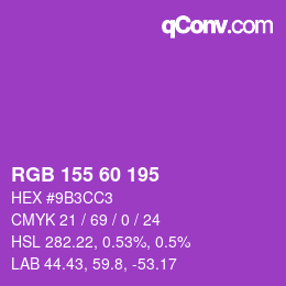 颜色代码: RGB 155 60 195 | qconv.com