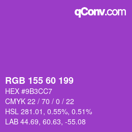 カラーコード: RGB 155 60 199 | qconv.com