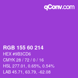 Color code: RGB 155 60 214 | qconv.com