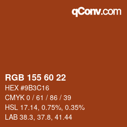 カラーコード: RGB 155 60 22 | qconv.com
