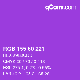 颜色代码: RGB 155 60 221 | qconv.com