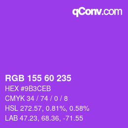 Color code: RGB 155 60 235 | qconv.com