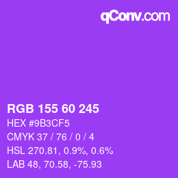 Color code: RGB 155 60 245 | qconv.com