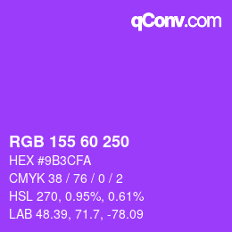 Color code: RGB 155 60 250 | qconv.com