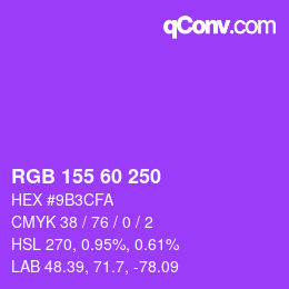 Color code: RGB 155 60 250 | qconv.com