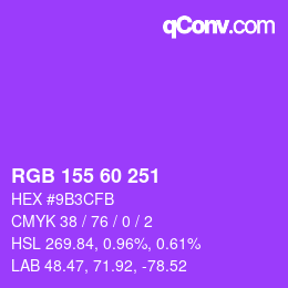 Color code: RGB 155 60 251 | qconv.com