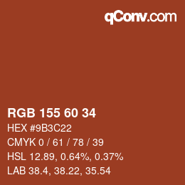 カラーコード: RGB 155 60 34 | qconv.com