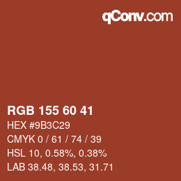 Color code: RGB 155 60 41 | qconv.com