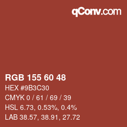 カラーコード: RGB 155 60 48 | qconv.com