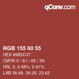 Color code: RGB 155 60 55 | qconv.com