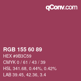 カラーコード: RGB 155 60 89 | qconv.com