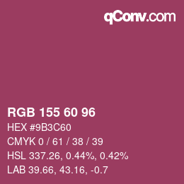 カラーコード: RGB 155 60 96 | qconv.com