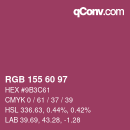 カラーコード: RGB 155 60 97 | qconv.com