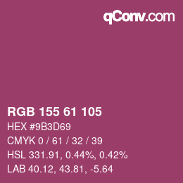 カラーコード: RGB 155 61 105 | qconv.com