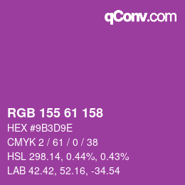 颜色代码: RGB 155 61 158 | qconv.com