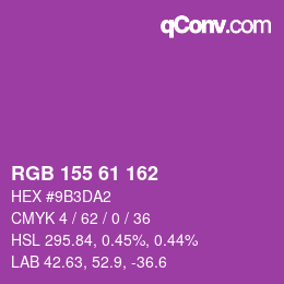 カラーコード: RGB 155 61 162 | qconv.com