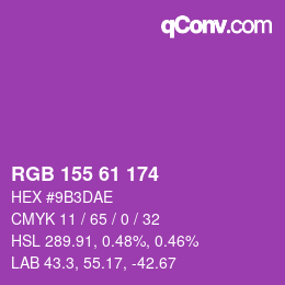颜色代码: RGB 155 61 174 | qconv.com