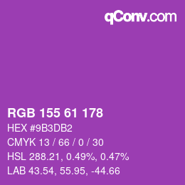 カラーコード: RGB 155 61 178 | qconv.com